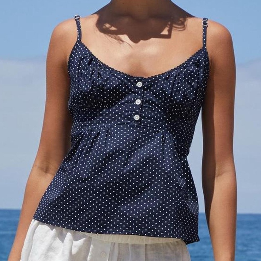 Brandy Melville Navy Polka Dot Camisole